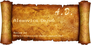 Alexovics Dezső névjegykártya